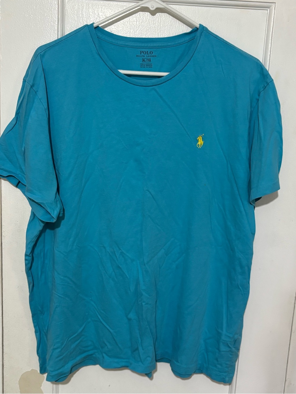 Polo by Ralph Lauren Turquoise Crew Neck Tee with Yellow Pony